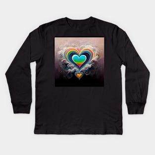 Water Hearts Of Love 3 Kids Long Sleeve T-Shirt
